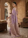 Royal Lavender Self Brocade Saree with Timeless Gold Elegance