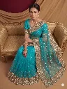 Teal Blue Elegant Saree with Intricate Zari Embroidered Detailing