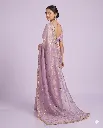 Lavender Elegant Silk Saree with Delicate Zari Buti and Scalloped Border