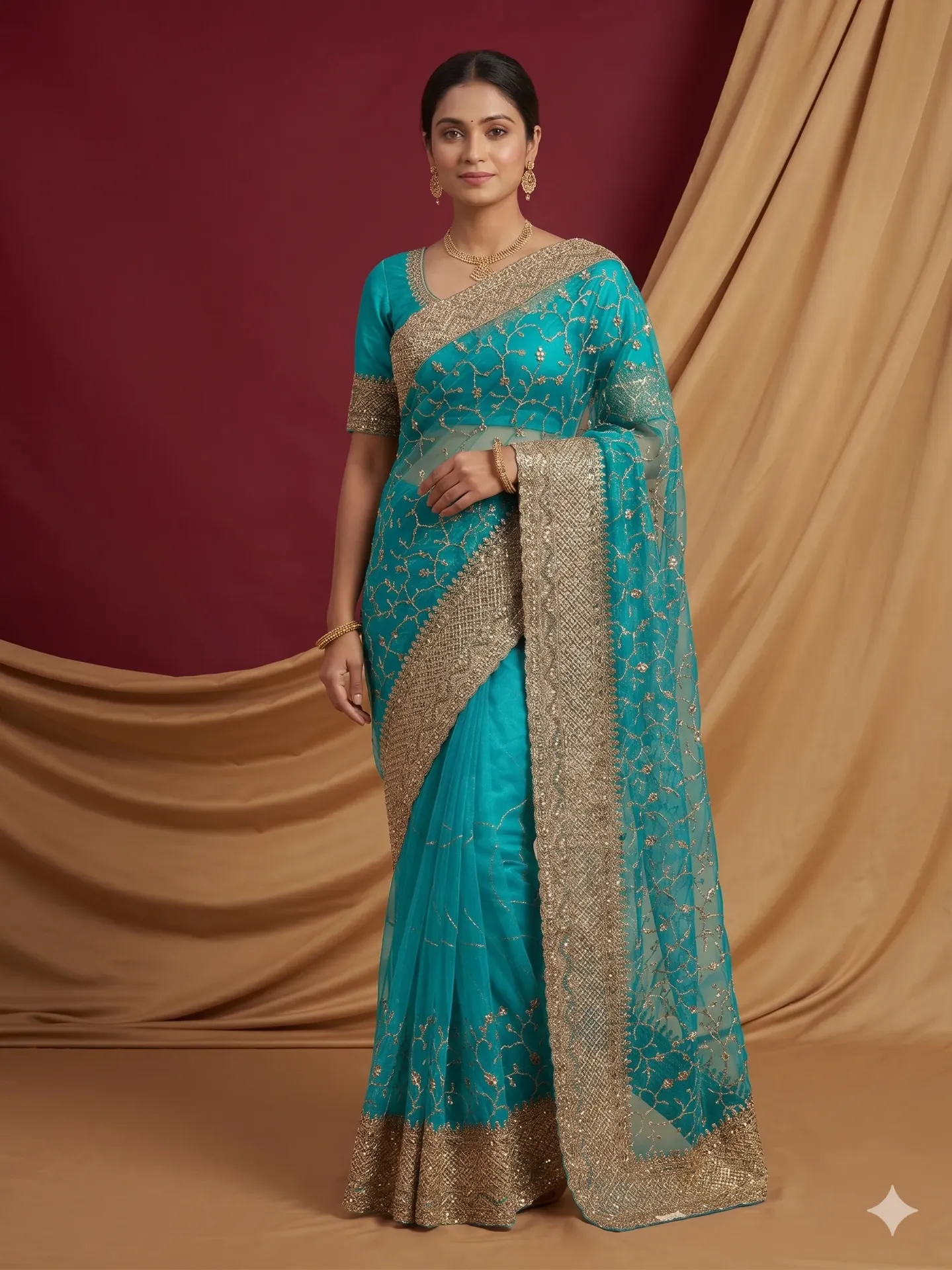 Elegant Saree with Intricate Zari Embroidered Detailing