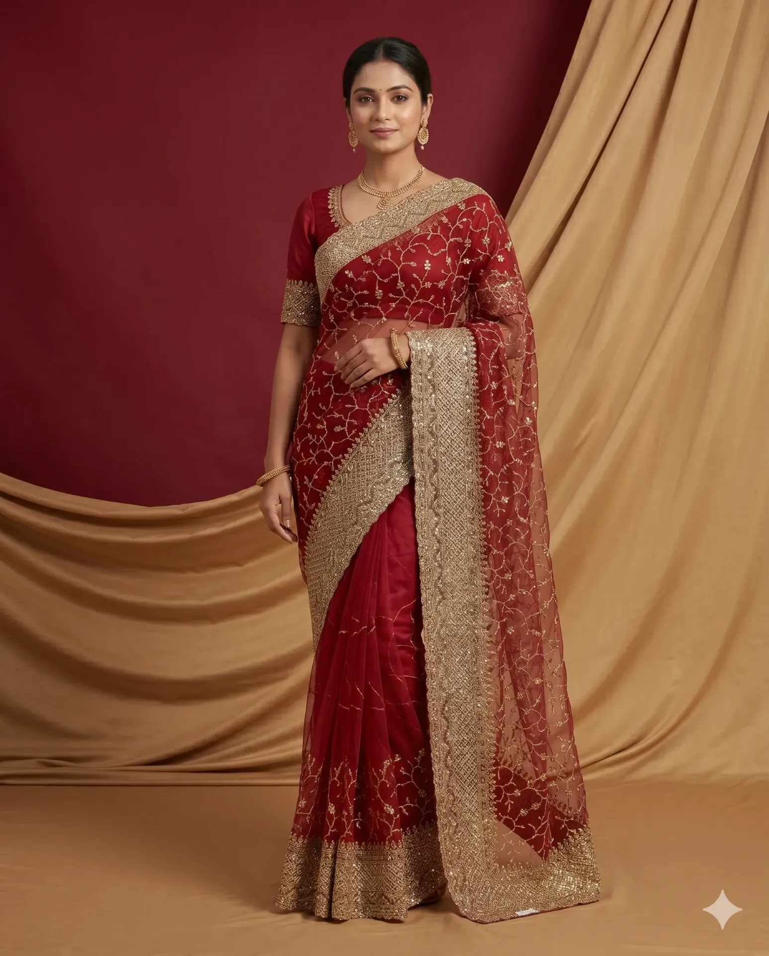 Elegant Saree with Intricate Zari Embroidered Detailing